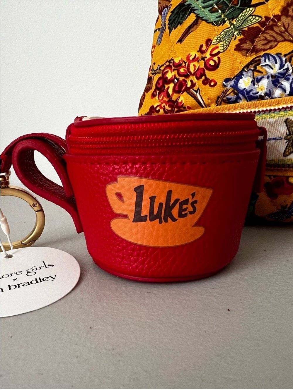 NWT Vera Bradley Gilmore Girls Autumn Luke’s Coffee Shop Cup Mug Bag Charm Tag